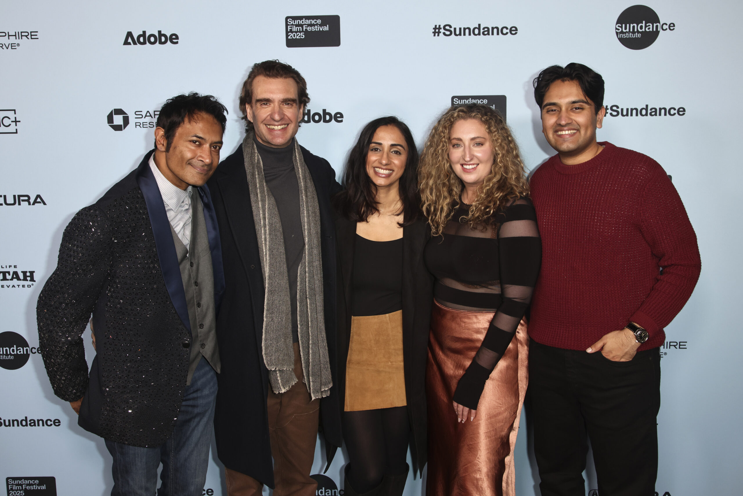 Samrat Chakrabarti, George Basil, Kiran Deol, Katie McCuen and Vishal Vijayakumar attend the 2025 Sundance Film Festival premiere of “Didn’t Die” at the Library Center Theatre on January 28, 2025, in Park City, UT.